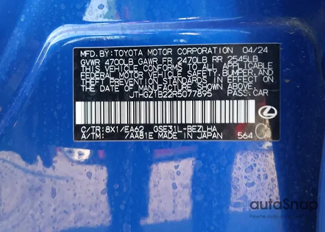 2024 Lexus Is 350 F Sport z USA, uszkodzony, nr VIN JTHGZ1B22R5077895